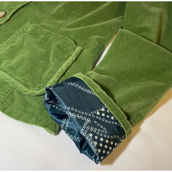 Sundance Blazer Women's 8 Jacket Green Velvet Velveteen Short 3 Front Button - Picture 4 of 8